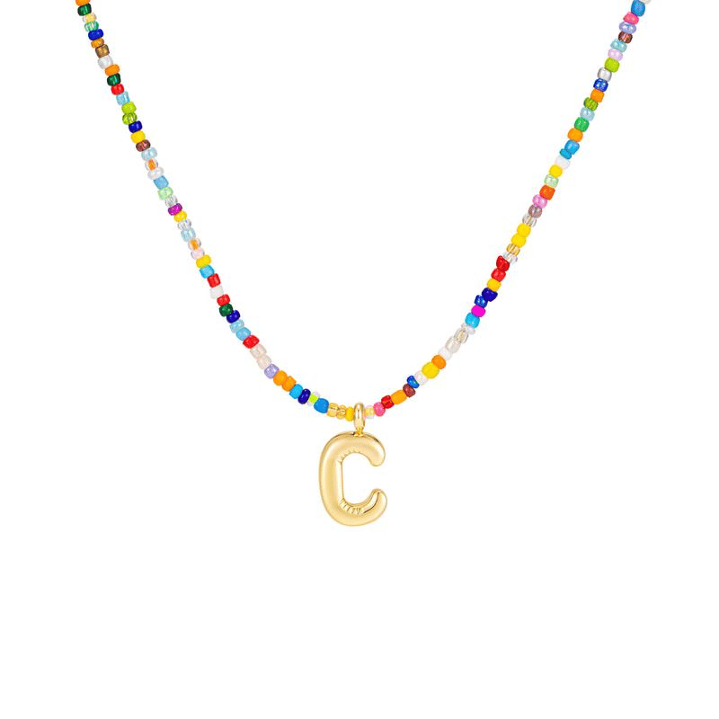 🌈 Letter Beaded Necklace for Women🔤A-Z