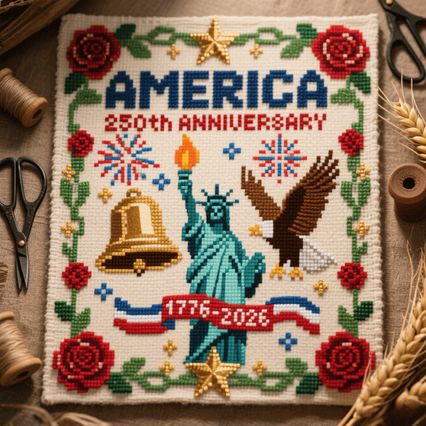 🍂TikTok Fall Sale — Last Day 70% OFF🎉250th Anniversary of America Cross Stitch Kit – Celebrate with Craft and Tradition✨