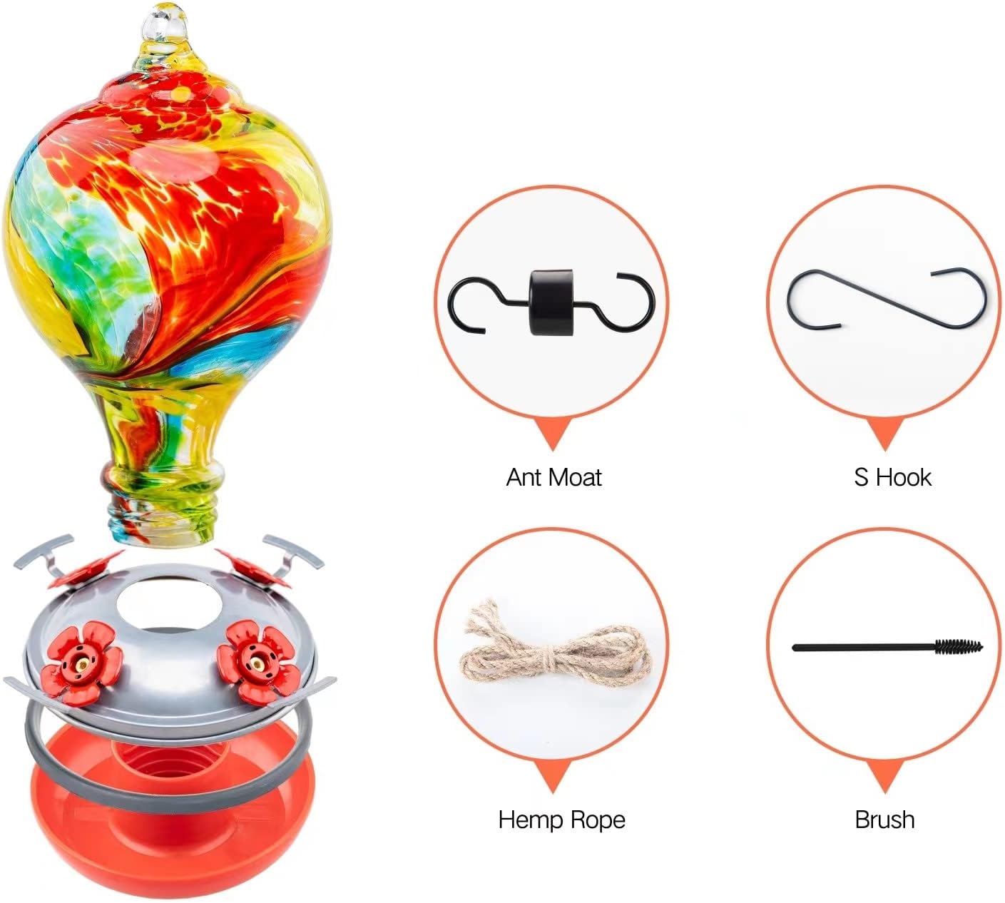 🎁2023-Christmas Hot Sale🎁Blown Glass Hummingbird Feeder-Buy 2 Free Shipping