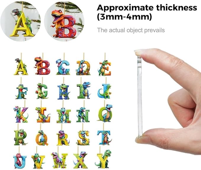 🔥Last Day Promotion - 70% OFF🎁🦖🦖Christmas Dinosaur Alphabet Ornaments🎁Customized By Your Choice Freely