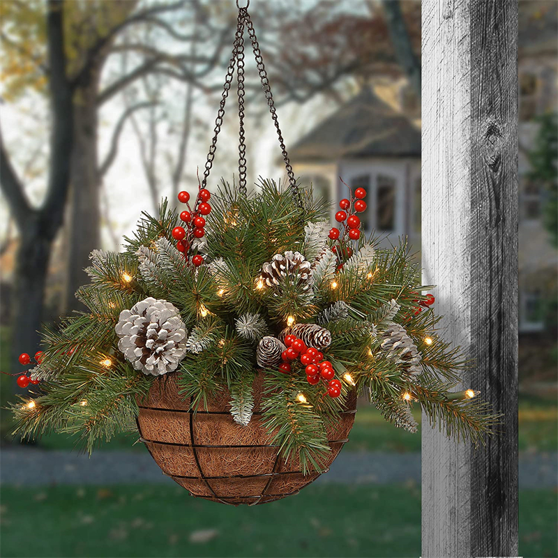 🎄Early Christmas Sale 49% OFF⏰LED Christmas Wreath Hanging Basket