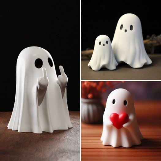 🔥⏰Last Day Sale - 70% OFF👻 Purely Handmade Cute Ghost Statue🎉Buy 4 Get 3