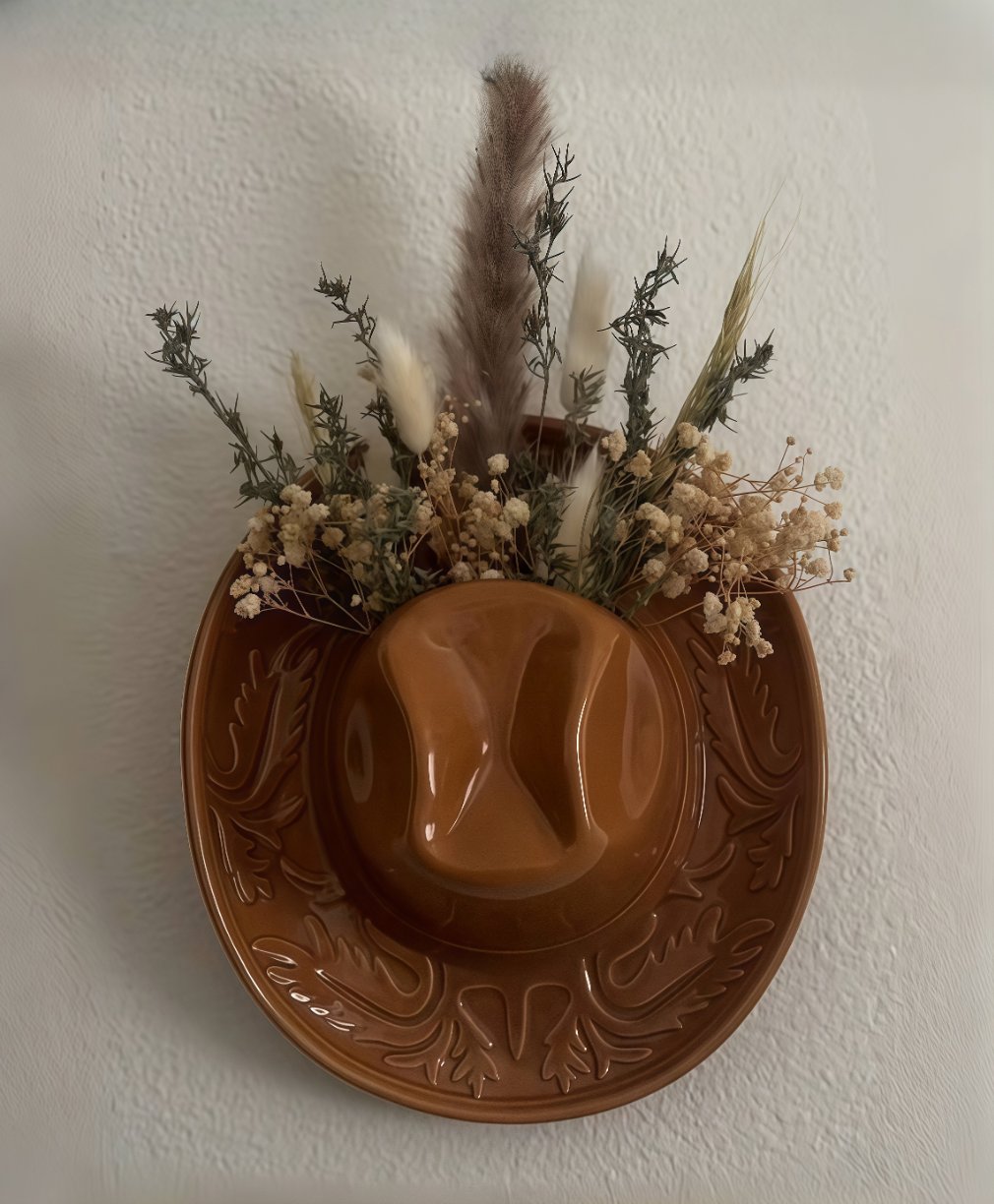 🎁TikTok Last Day Sale - 70% OFF🔥Ceramic Cowgirl Hat Hanging Vase - Decorative Ornament for Home