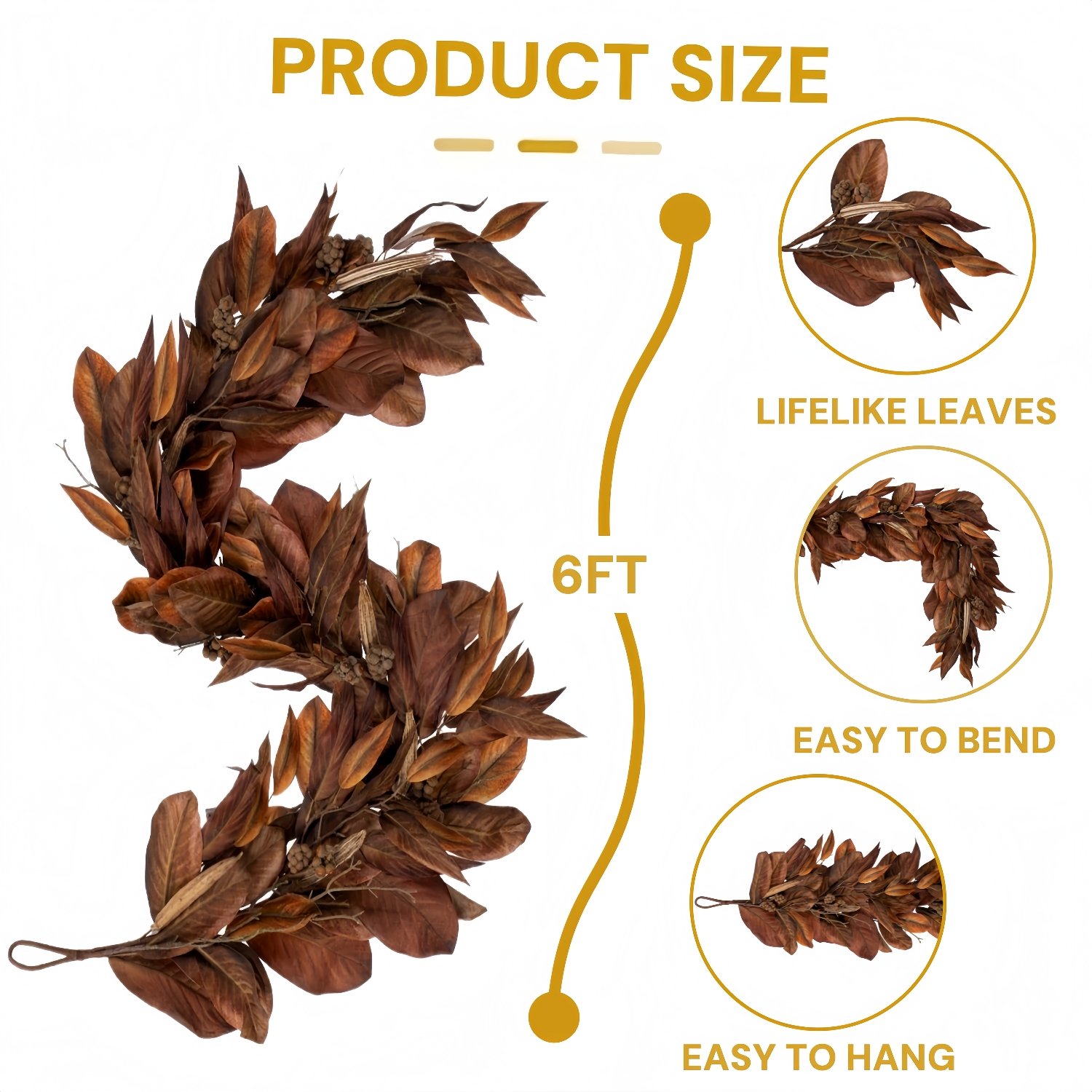 🎁TikTok Last Day Sale - 70% OFF🔥Brown Magnolia Leaf Garland--Buy 2 Free Shipping
