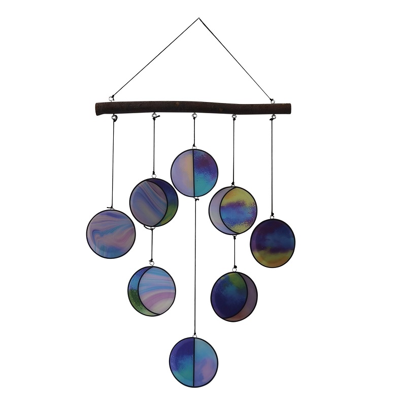 Moon Phase Wall Decor Wind Chimes Stained Plexiglass Clear And Rainbow Iridized Moon Phase Wall Hanging Celestial Art Pendant