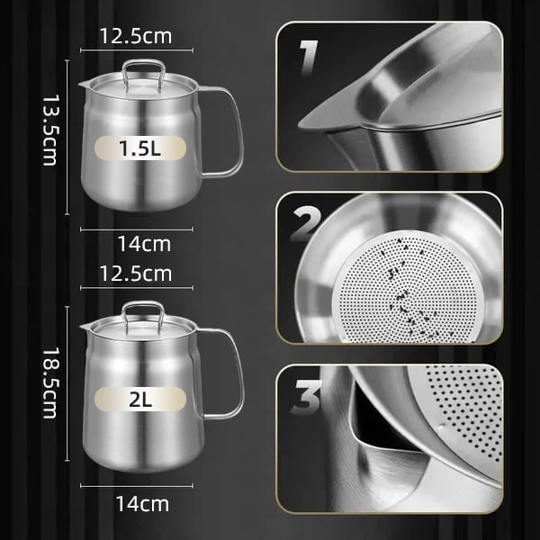 🎁TikTok Last Day Sale - 70% OFF🎉2-in-1 304 Stainless Steel Multifunctional Oil Strainer Pot