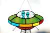 🛸UFO Abduction a Cow Stained Glass Suncatcher