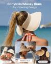 FURTALK Sun Visor Hats for Women Wide Brim Straw Roll-Up Ponytail Summer Beach Hat UV UPF Packable Foldable Travel