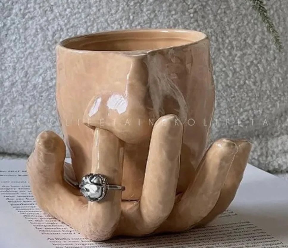 Nose Mug And Plate Set Funny Nose Mug Ring Holder