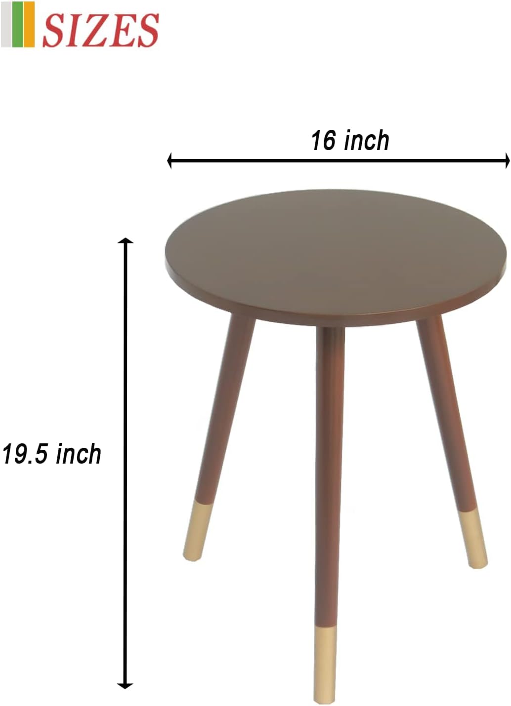 AWASEN Round Side Table, Small End Table for Living Room, Modern Wood Accent Table Coffee Side Table with Wood Legs for Small Space, Easy Assembly, Rustic Brown