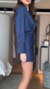 Women's Lapel Striped Hip-wrapped Commuting Casual Dress