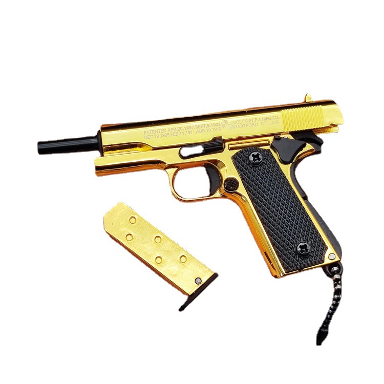 Gold Plated M1911 Metal Gun Model Toy Keychain Gift