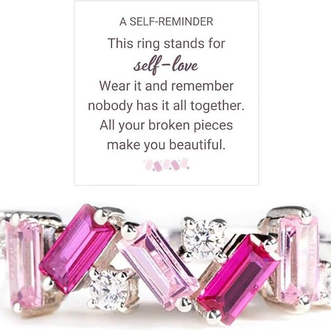 🎗️For Self - I Am Enough Pink Diamond Ring