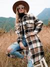 🔥 Last Day Promotion 50% OFF 🔥Women's Plaid Print Button Front Split Long Sleeve Warm Coat