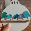 Handmade Family of Sea Glass Birds Christmas Ornament