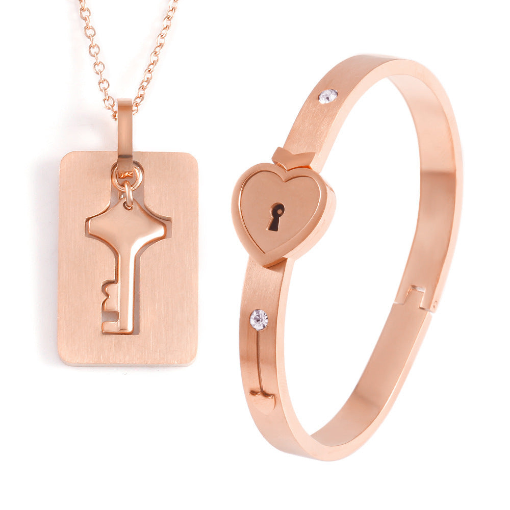 💥LAST DAY SALE 50% OFF💥HEART LOCK BRACELET & KEY NECKLACE