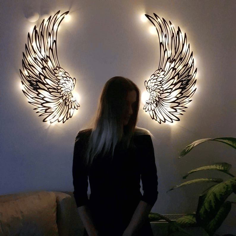 🔥ANGEL WINGS METAL WALL ART WITH LED LIGHTS🎁GIFT TO HER