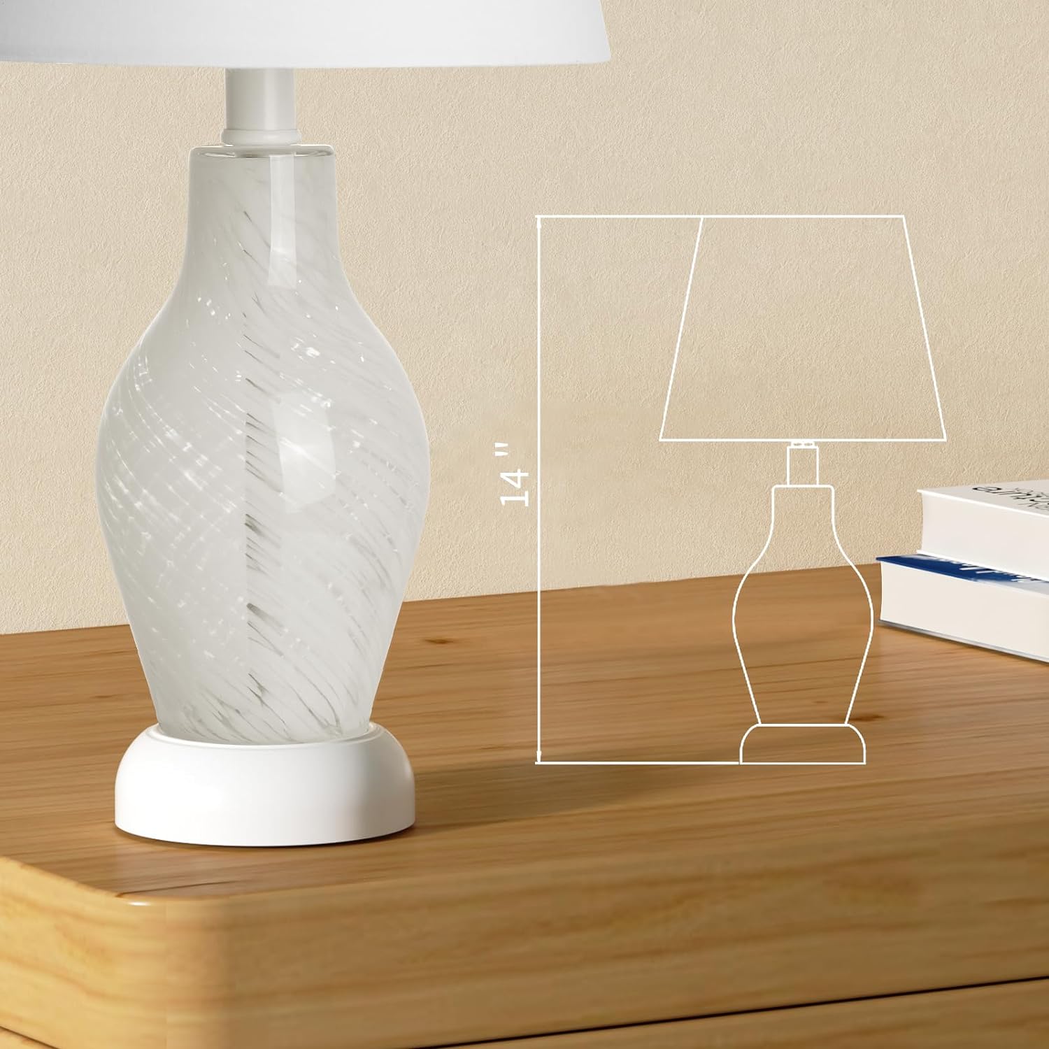 Touch Bedside Table Lamp - Modern Small Lamp for Bedroom Living Room Nightstand, Desk lamp with White Opal Glass Lamp Shade, Warm LED Bulb, 3 Way Dimmable, Simple Design Mother's Day Gifts