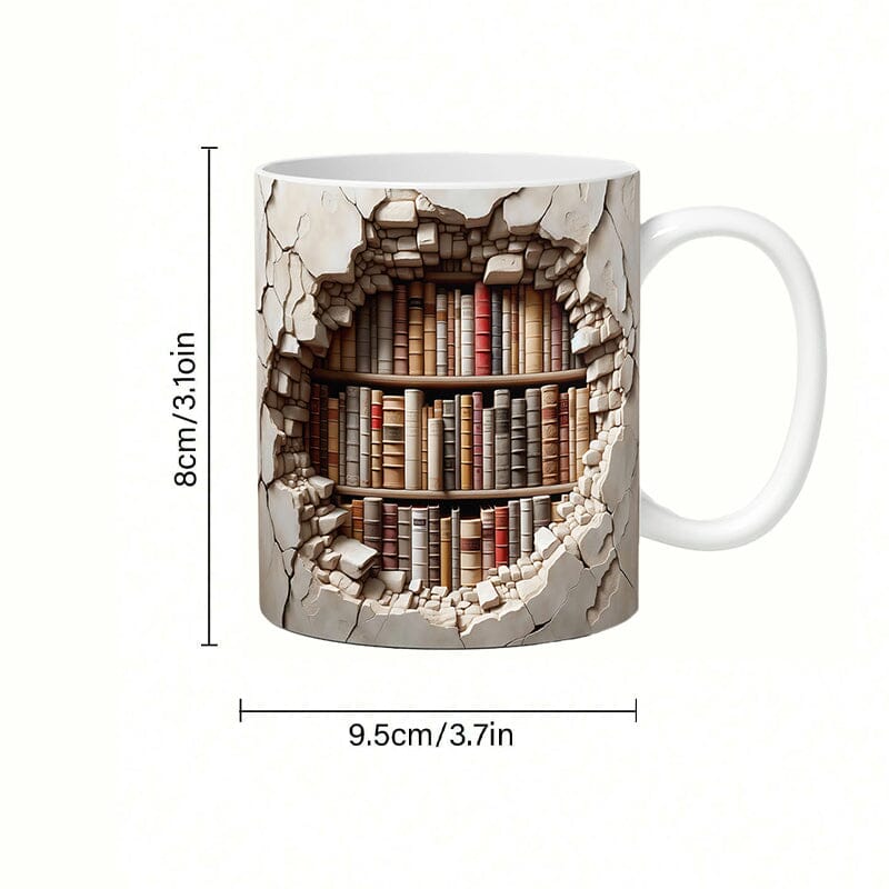 🔥Last Day Promotion 50% OFF- 3D Bookshelf Mug😆😆 Hollow Library Mug