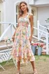 GRACE KARIN Women's 2024 Summer Floral Boho Dress Square Neck Strapped Swing A Line Beach Long Maxi Dress