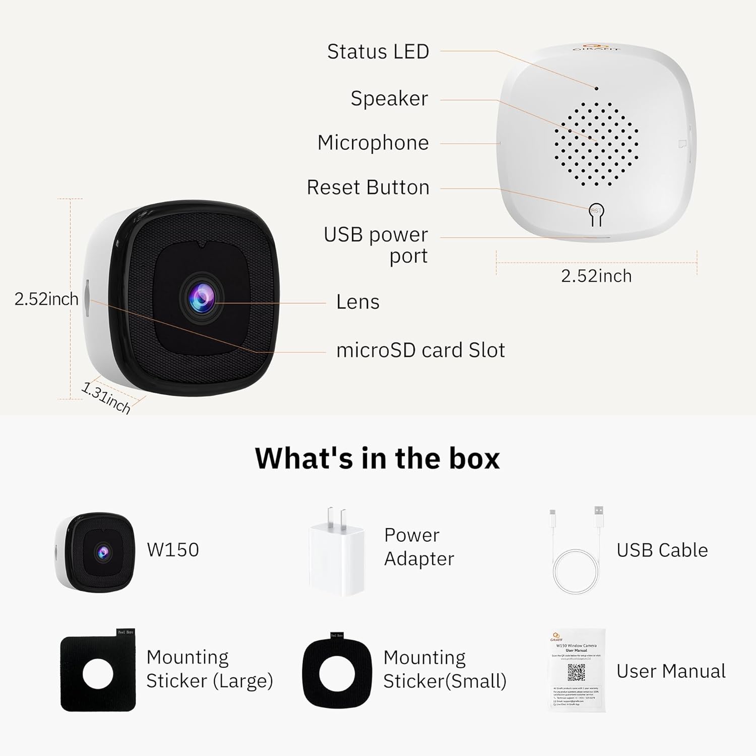 3MP 2K Window Camera,2.4GHz & 5GHz WiFi Indoor Cameras for Home Security with ChromaMax Al Color Night Vision,Person & Motion Detection,24/7 Recording,Easy & Quick Install