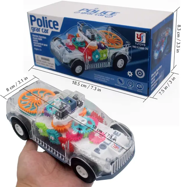 🔥Last Day Promotion 70% OFF🔥Light Up Transparent Gears Police Car Toy