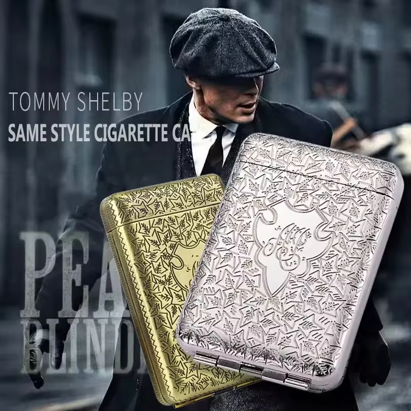 Retro Peaky Blinders Cigarette Case Hand-Carved Shelby