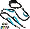 SparklyPets Hands Free Dual Dog Leash for Medium and Large Dogs - Padded Handles, Reflective Stitches, No Pull, Tangle Free Blue