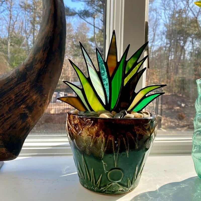 (🔥Last Day Promotion - 50% OFF) Suncatcher Stained Agave Plants