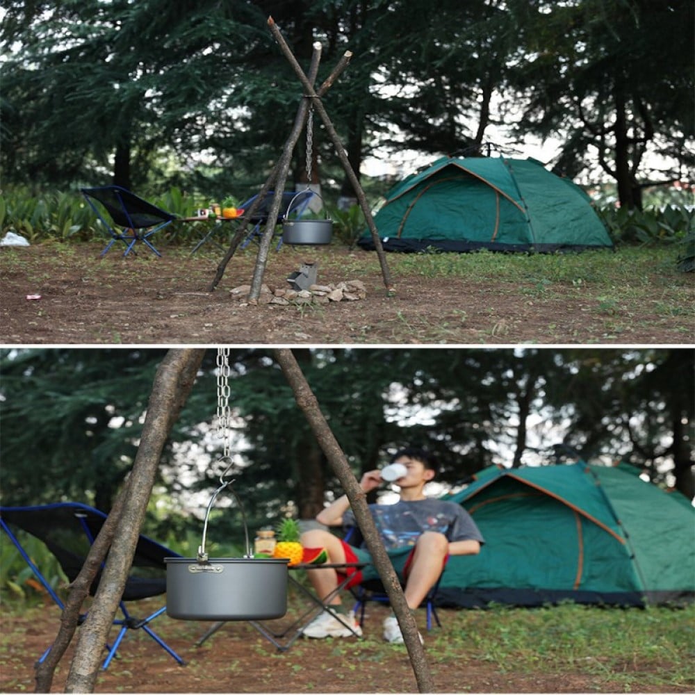 Portable Outdoor Pot Hanger Tripod Bracket Hanger Camping Supplies Bonfire Stainless Steel Tripod Storage Rack