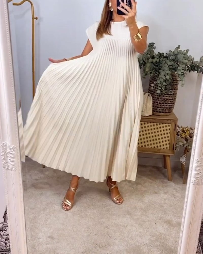 🔥Last Day Promotion 70% OFF🔥Pleated Simple Solid Color Dress