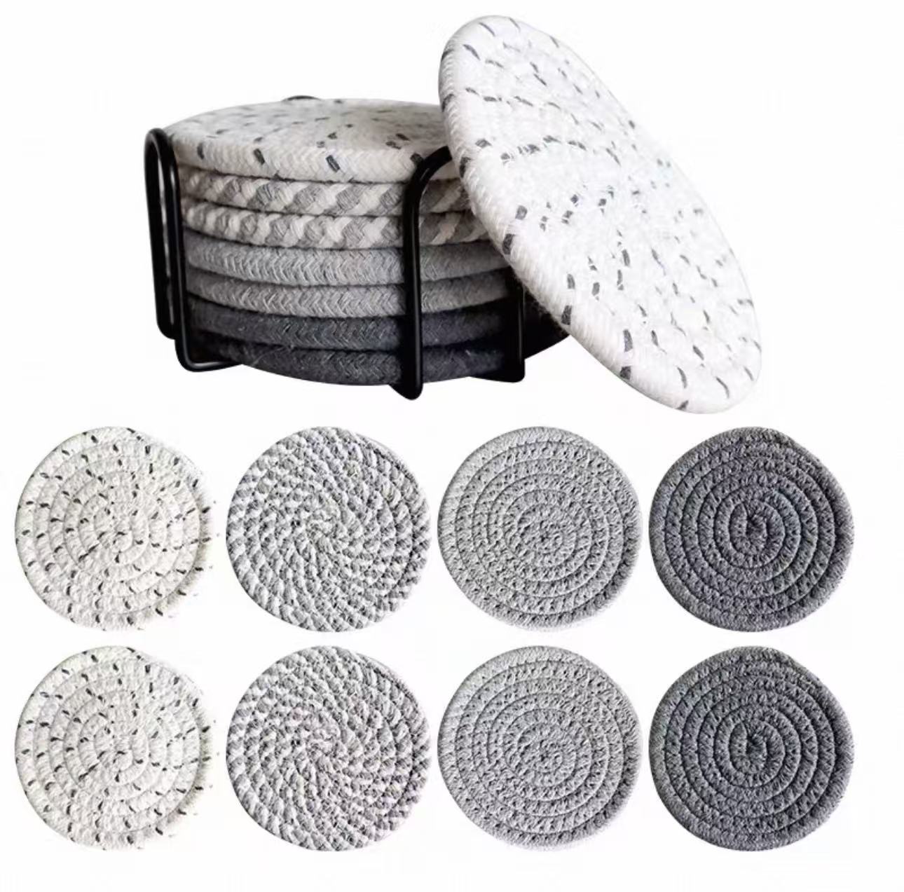 Handmade pure cotton knitted coasters