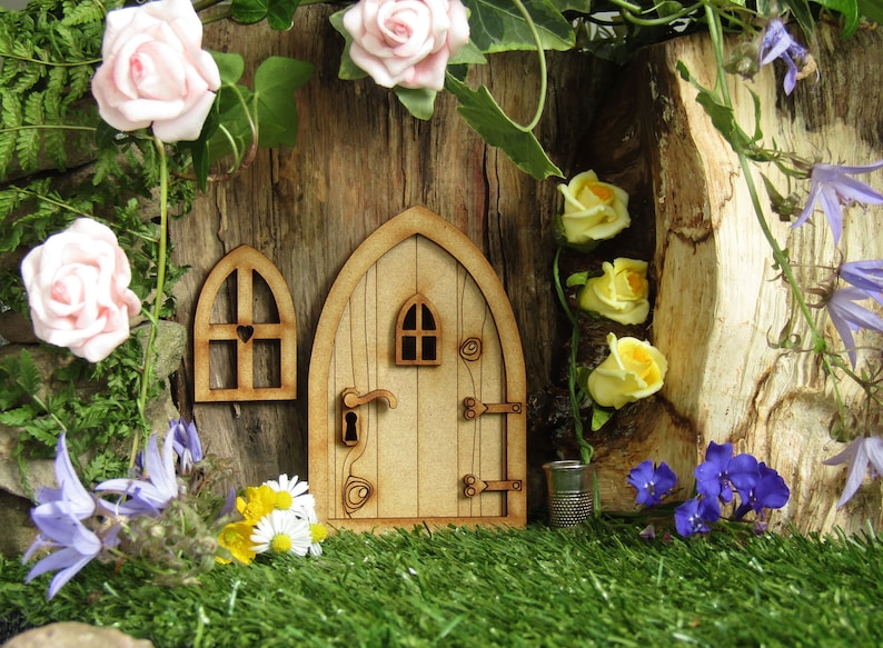 🔥Country Cottage Wooden 3D Fairy Door Craft Kit with Fairy Windows, Keyhole and Door Handle for Fairy Gardens- Buy 3 Get Free Shipping