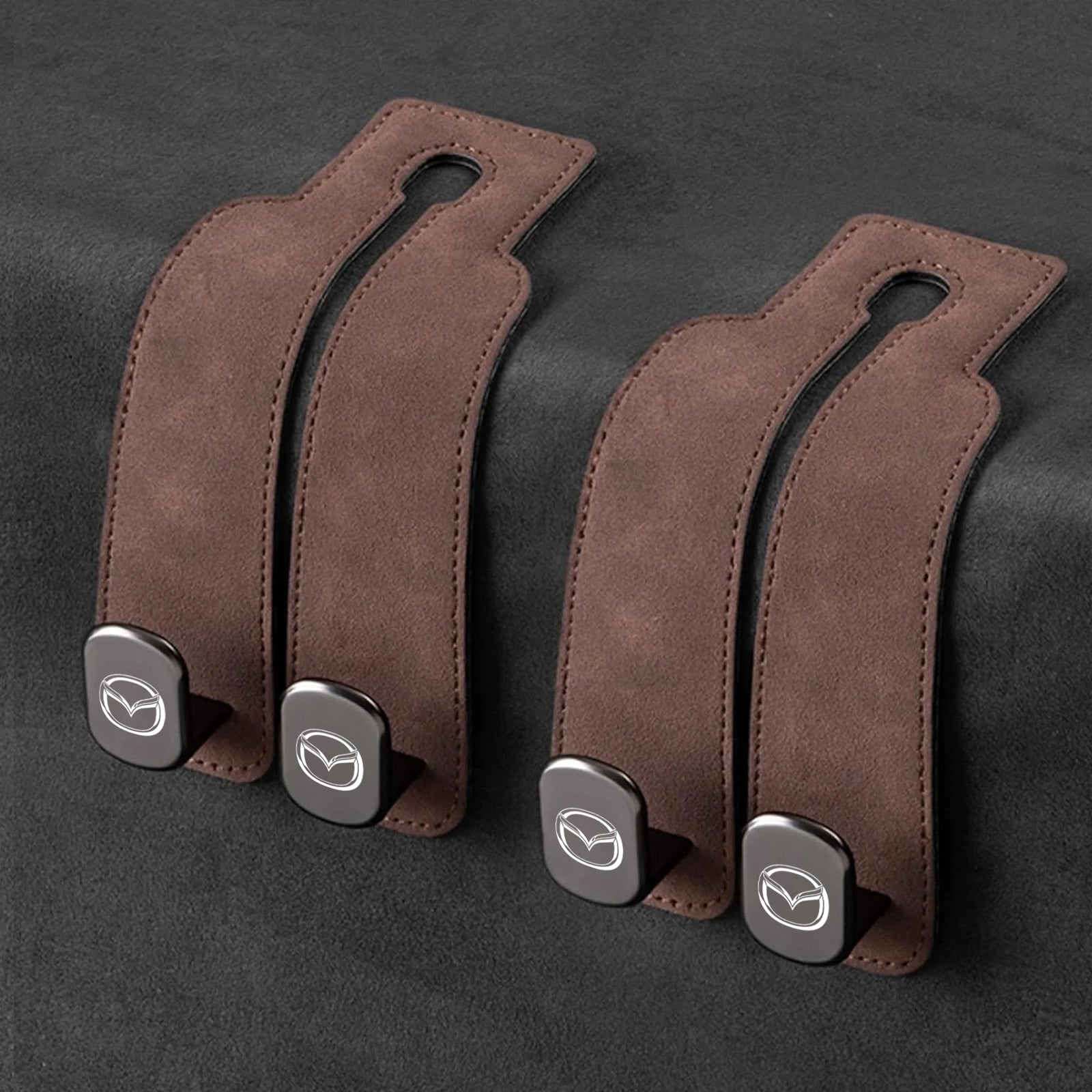 TwinHook Leather Car Headrest Hangers