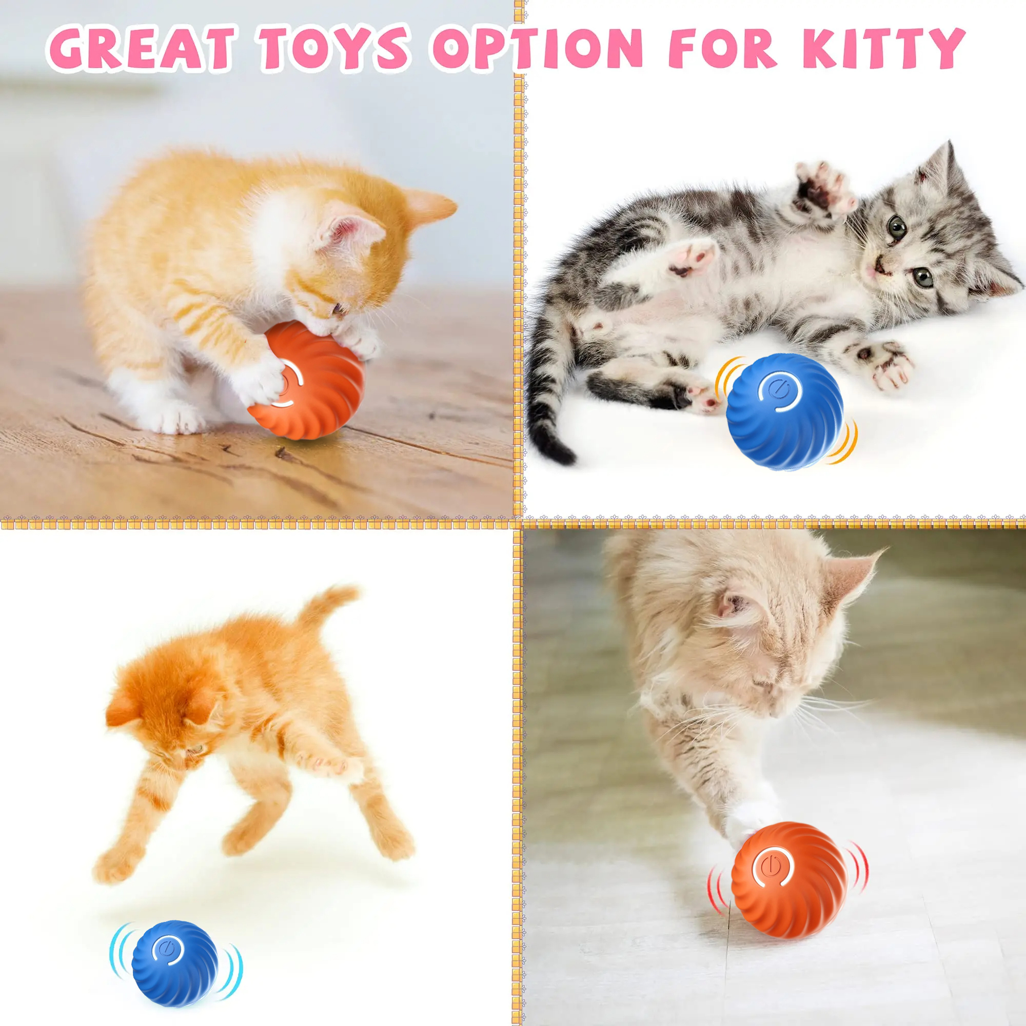 💝😻2 in 1Bouncing Rotating Ball Peek-A-Boo Pet Toy