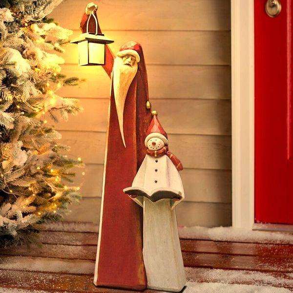 🔥Christmas Pre-Sale 50% OFF-🎄Santa and Snowman Sculpture with Solar Lantern