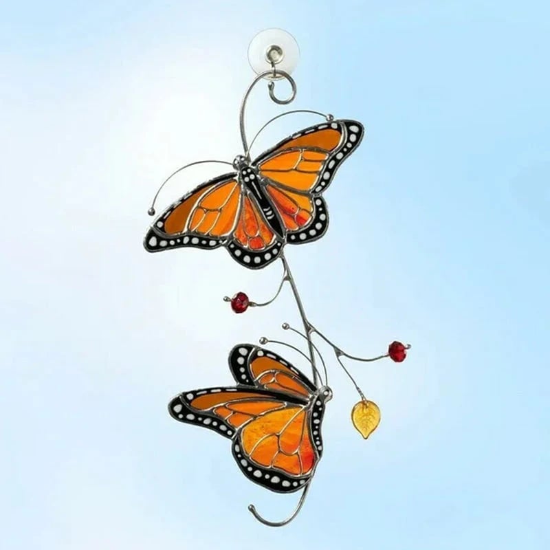 💥LAST DAY SALE 50% OFF💥Stained Monarch Butterfly Glass Window Decor