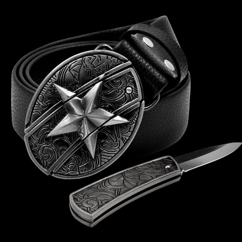 (🔥Last Day Promotion- SAVE 48% OFF)Fashion Punk Men's Genuine Leather Belt With Knife-Buy 2 Free Shipping