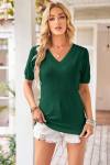 Arach&Cloz Womens Fashion Spring Summer Tops 2024 Short Sleeve Sweaters V Neck Lightweight Thin Knit Clothes Blouse