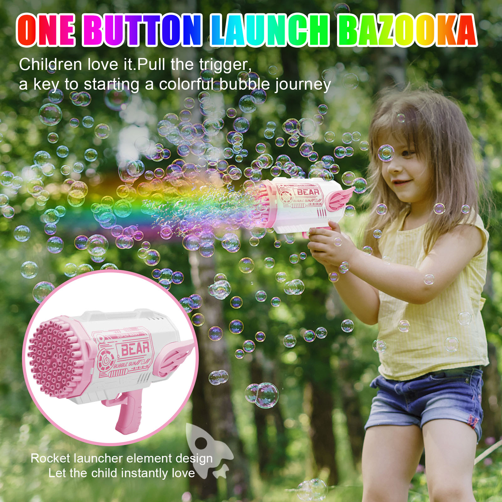 (🔥Summer Hot Sale Now-50% Off) 80-Hole Bubble Gun Angel Wing Style With Colorful Led Lights
