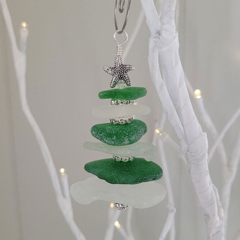 (🌲Early Christmas Sale- 50% OFF) Sea Glass Christmas Tree Ornament - Buy 4 Get Extra 20% OFF