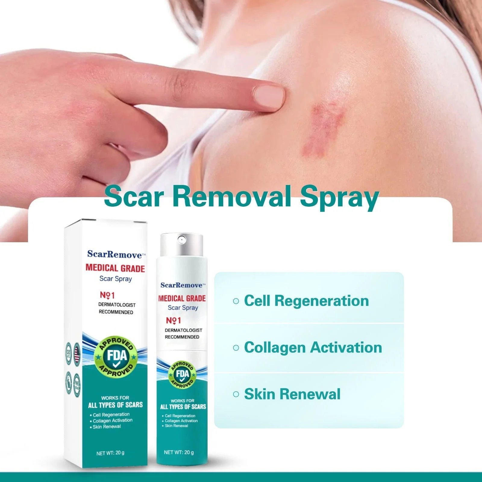 ❤️ScarRemove™ Advanced Scar Spray For All Types of Scars - For example Acne Scars, Surgical Scars and Stretch Marks🔥