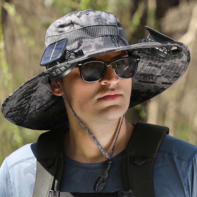 🔥Father's Day Sale 49% OFF - Wide Brim Solar Fan Outdoor Fishing Hat-Solar & USB Charging