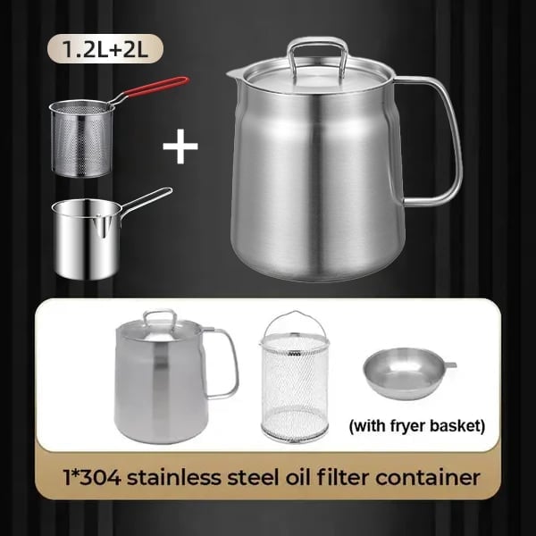 🎁TikTok Last Day Sale - 70% OFF🎉2-in-1 304 Stainless Steel Multifunctional Oil Strainer Pot