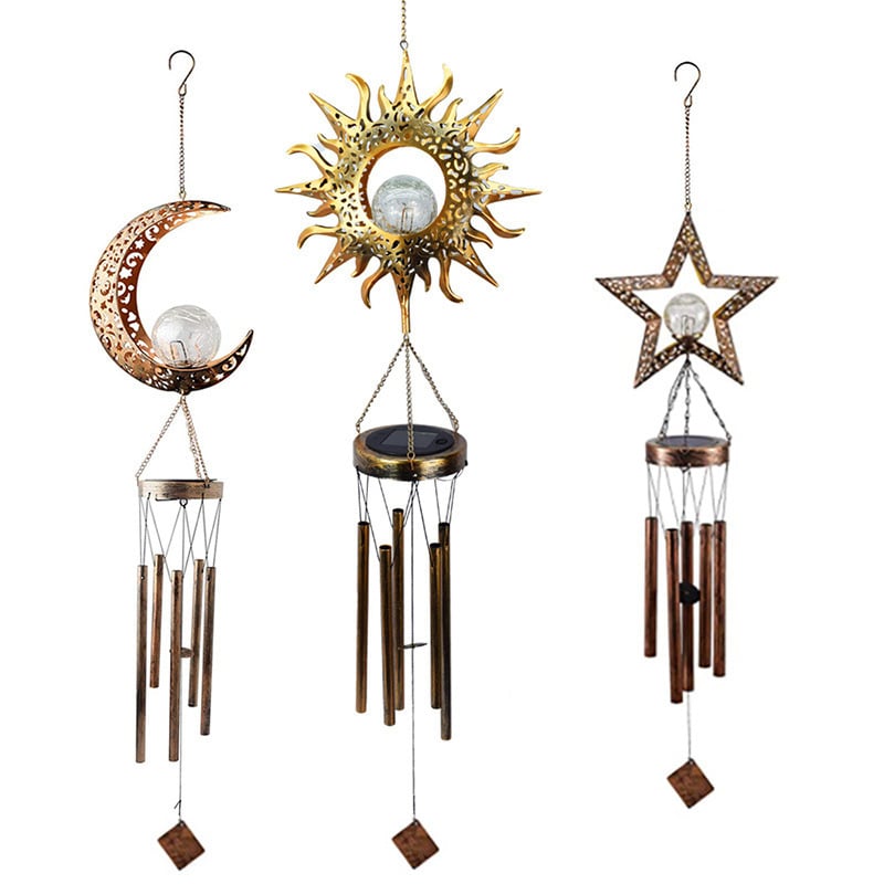 💥LAST DAY SALE 50% OFF💥Solar Garden Lights - Sun Moon Wind Chime Pendant