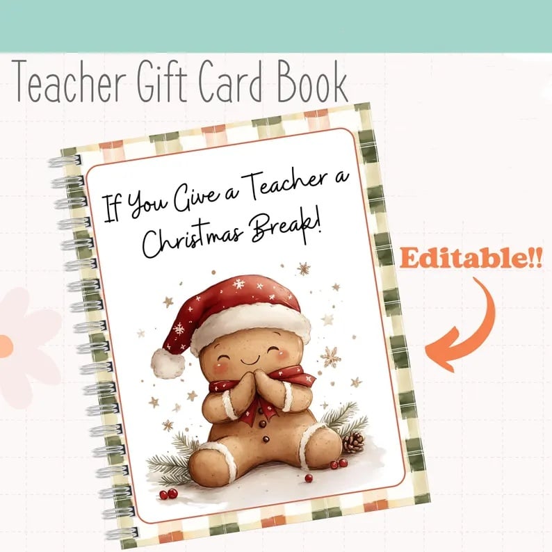 👩‍🏫Teacher Christmas Gift Card Book🍪Christmas Gingerbread Man