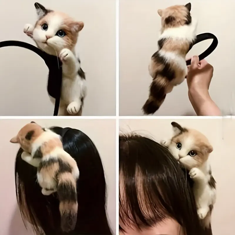 Plush cat headband