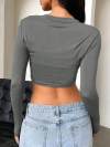 Women's Round Neck Long Sleeve Short Blouse