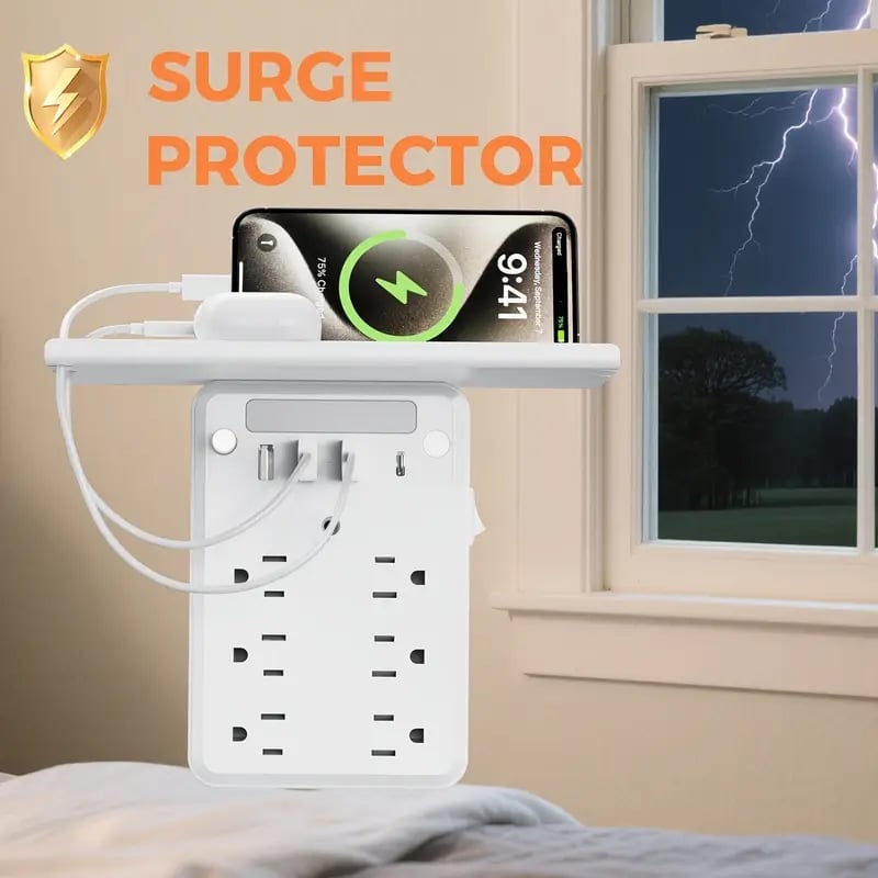 🎁TikTok Last Day Sale - 70% OFF🎉Wall Outlet Extender with Shelf Night