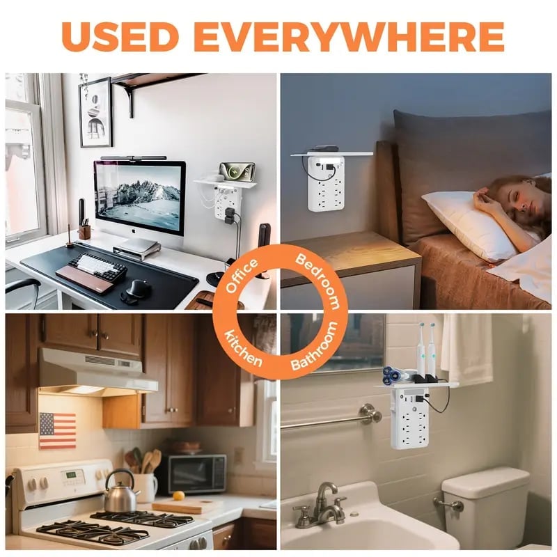 🎁TikTok Last Day Sale - 70% OFF🎉Wall Outlet Extender with Shelf Night